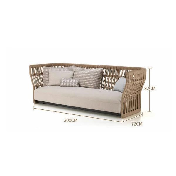 Outdoor Rope Woven Sectional Patio Furniture L-Shaped Conversation Sofa Set Chaise Lounge Right
