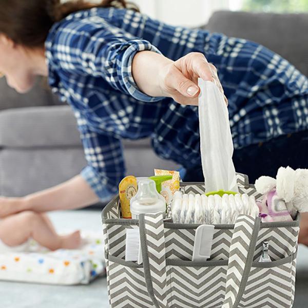 Water Resistant Polyester Baby Diaper Caddy Large Capacity For Shopping