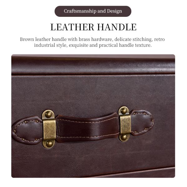 Nidea #8620 Luxury Vintage Trunk Coffee Table Genuine Leather Antique Industrial Design Living Room Furniture Storage Handmade Durable