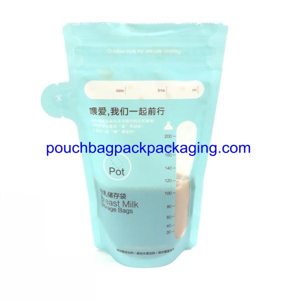 200 ml breast milk storage pouch bag supplier, waterproof double zipper on zipper