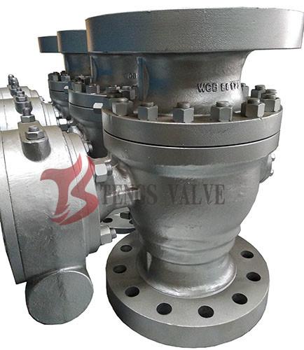 API Cast Soft Seated Ball Valve WCB Trunnion Ball Valve 600LB Full Port 2PC Body Gear Operated