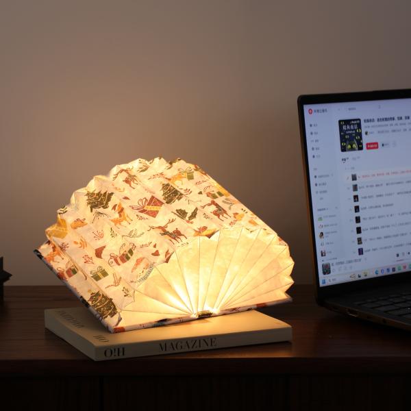 Creative Wood Paper Book Lamp Reading Lighting Christmas Decorations USB Charging