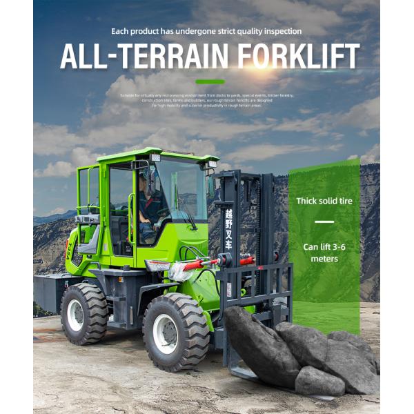 Four Wheel Drive 36.8kw 3 Ton All Terrain Forklift 3m Lift Height