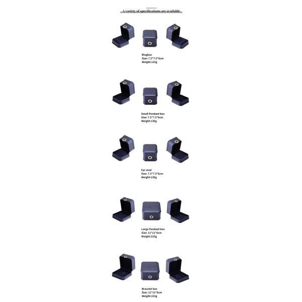 11*11*6cm Leather Jewelry Box Hanhong Square Necklace Ring Box with Metal Blue Luxury