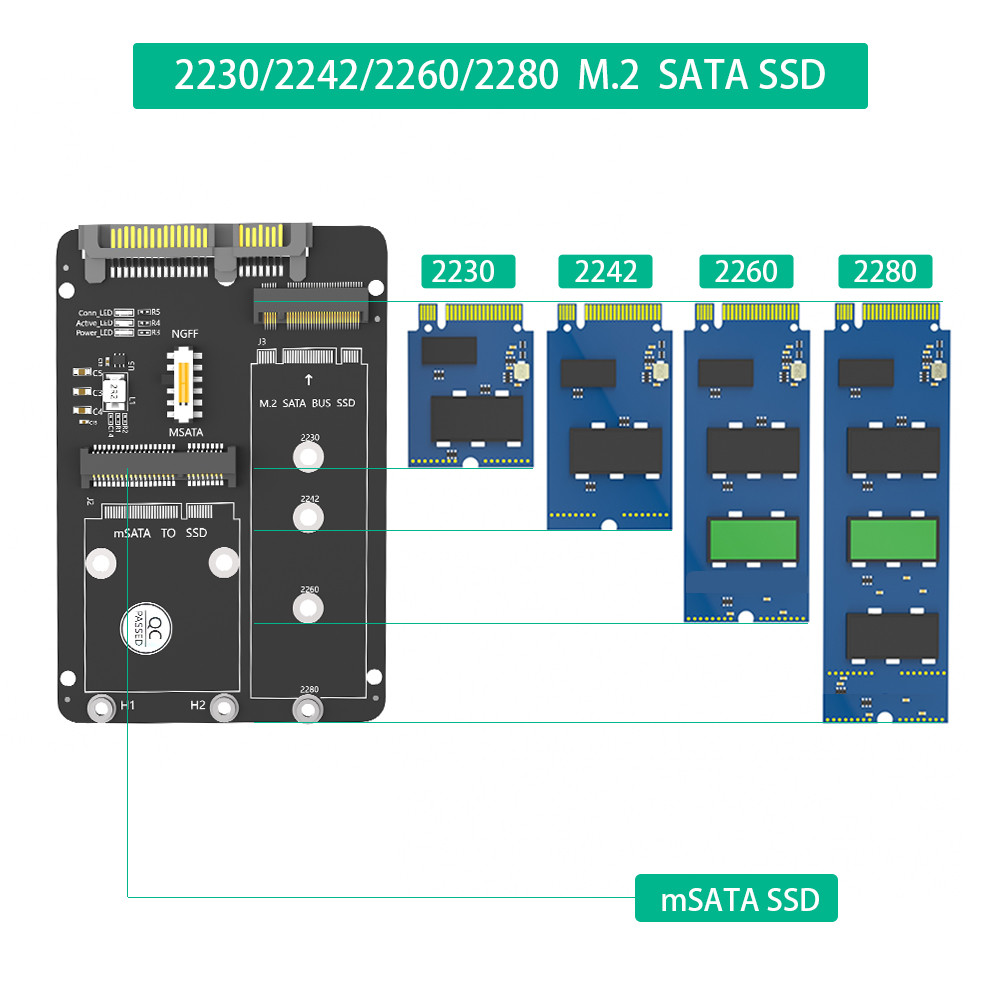 M.2 NGFF Key B & MSATA SSD к SATA3 Адаптер беспроводной карты