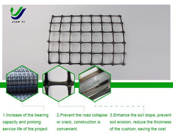 Roadbed Reinforced Biaxial Plastic Geogrid Acid And Alkali Resistant 15~50KN/m