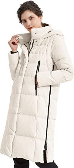 90% White Duck Down Hooded Puffer Thickened Down Jacket With 2 Pocket