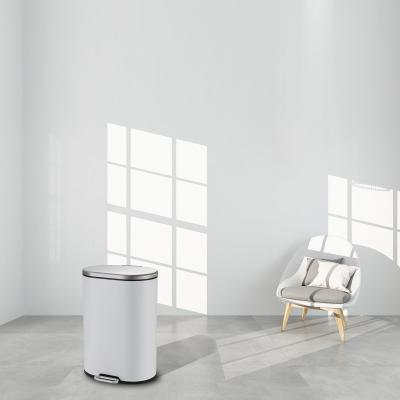 White 6 Liter Pedal Dustbin Steel For Home