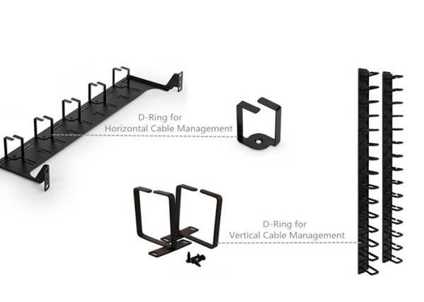 Metal Cable Management Panel 5 Rotating / Detachable Plastic D Rings CE Listed