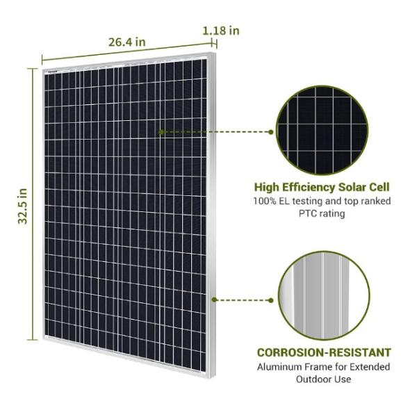 Водонепроницаемый монокристаллический моносолнечный модуль 100 Вт 12 В твердая солнечная панель