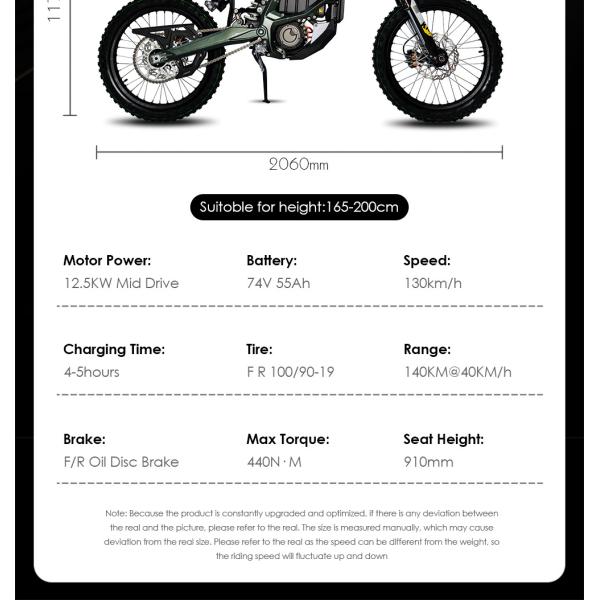 72V Electric Off-Road Motorcycles Max. Speed 80km/h Moto Electrique for Motor Vehicle