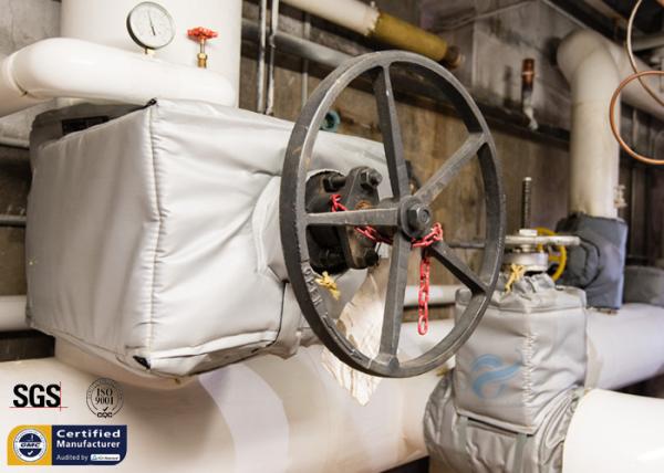Couverture de fibre de verre 300℃ grise de vestes démontables d'isolation thermique pour la soupape à vanne