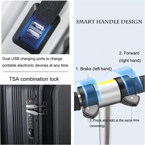 Smart Electric Spinner Trolley Maleta de viagem com TSA Lock 400mm x 200mm x 100mm