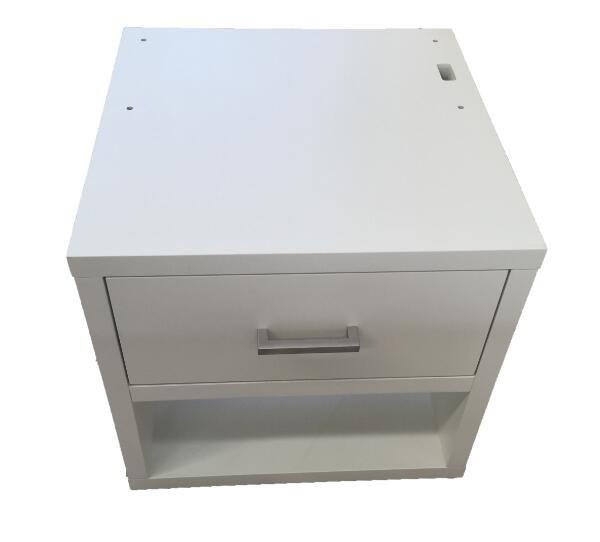 PU Finish Tall Bedside Tables With Drawers / White Narrow Tall Nightstand