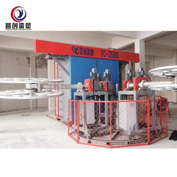 YINGCHUANG PLC Intelligent 3-Arm Automatic Carousel Rotomolding Machine, Rotary Rotational Molding Equipment For Colorful Plastic Cooler Box, Ice Box & Insulated Containers