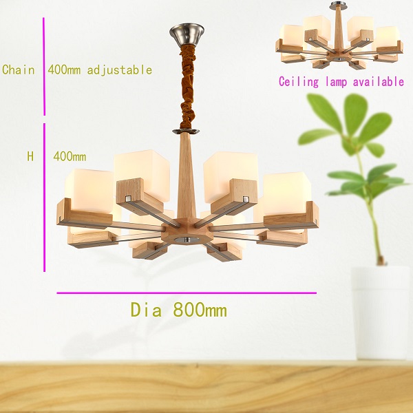 Modern wooden lamp 3/5/8 arms wooden pendant lighting fixture made in Zhongshan China