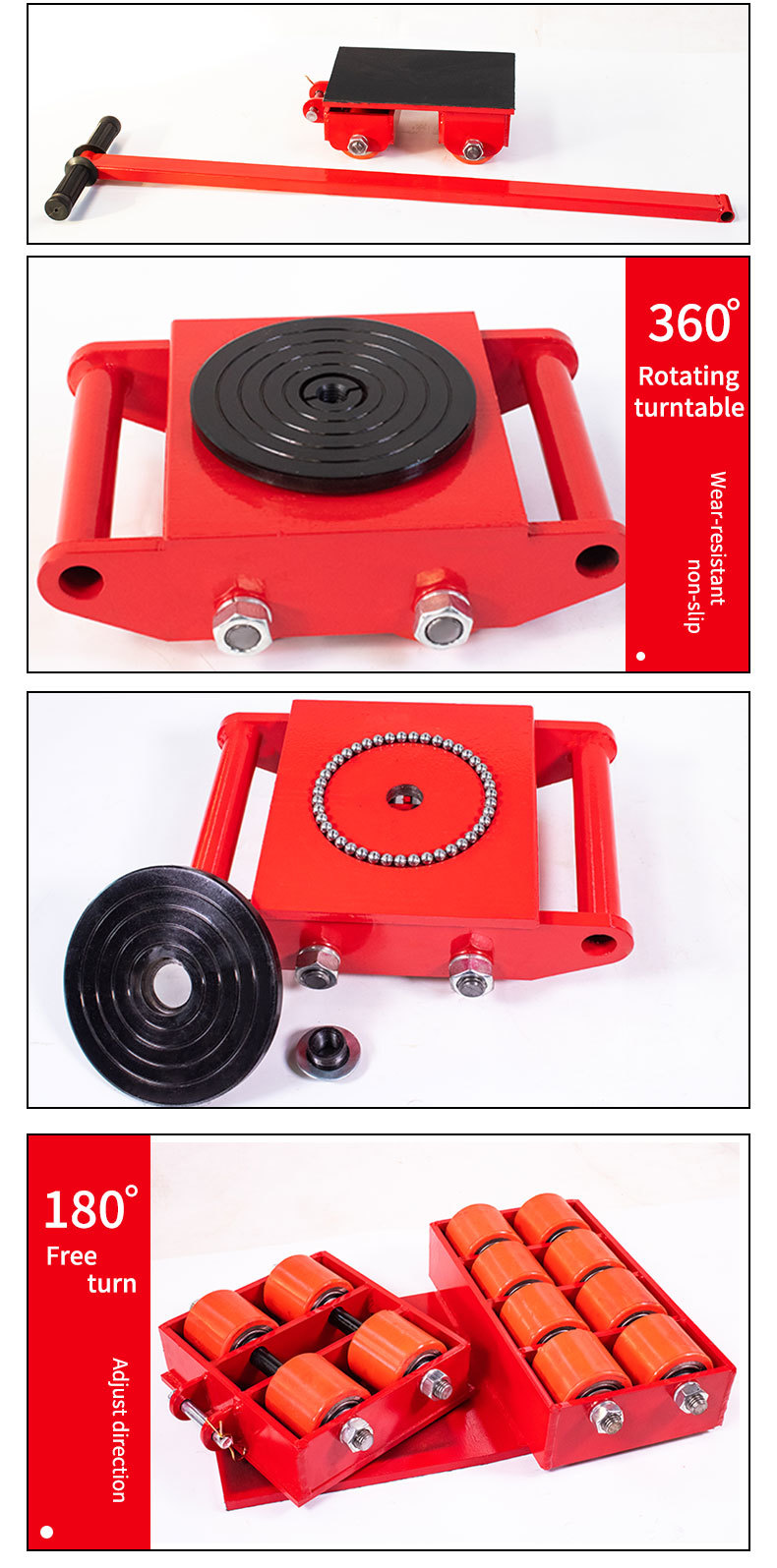 Industrial Heavy Duty Cargo Trolley Small Heavy Duty Load Skates With Bearing Steel Rollers