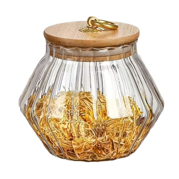 Modern Heatable Glass Storage Jar With Metal Handle Multifunction 500ml 600ml