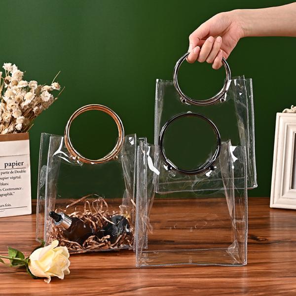 NS TRANSPARENT PVC TOTE BAG ROUND HAND WEDDING COMPANION GIFT CANDY BAG FLOWER GIFT BAG