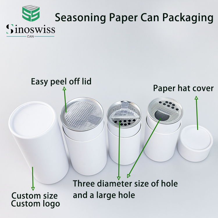 Custom Sizes Spice Paper Tubes Packaging Cardboard Container for Salt Pepper Seasoning