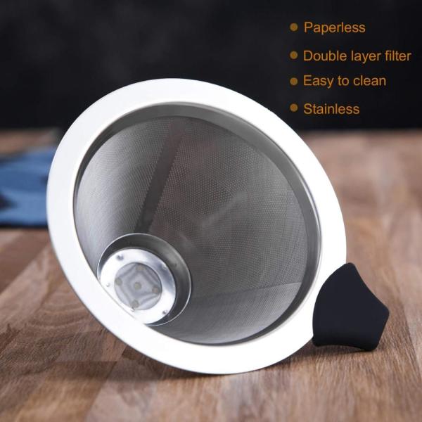 Custom Portable Pour Over Coffee Maker With Permanent Stainless Steel Filter Set