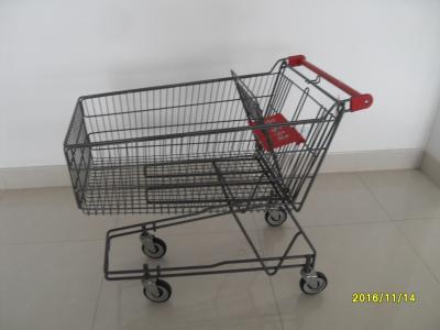 135L Metal Wire UK Shopping Cart With 4x5inch swivel flat TPE black casters