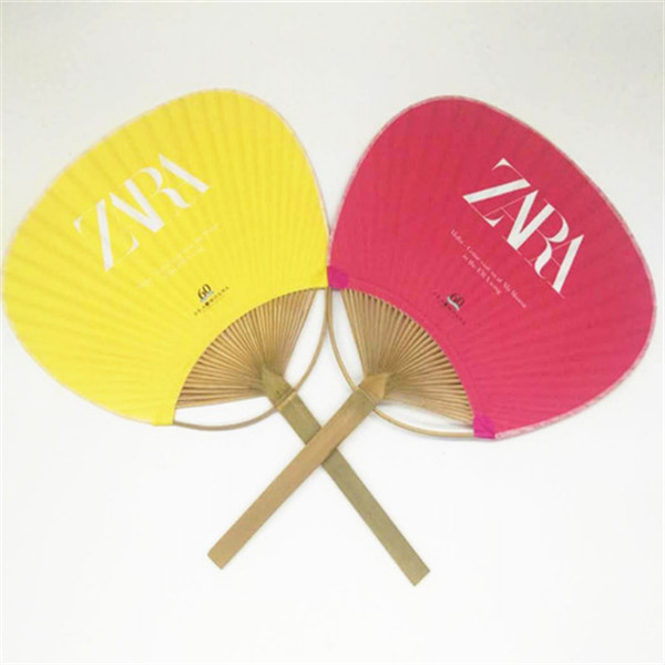 Round Paper Foldable Hand Fans Customized Paddle Hand Fans 15Inch