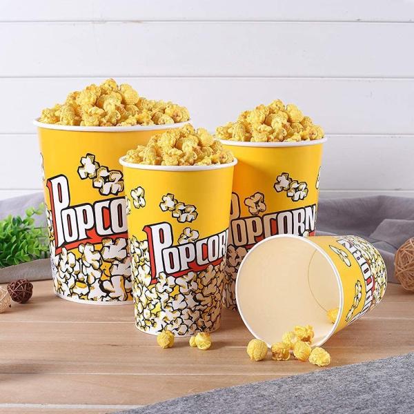 Recyclable Striped Red and White Popcorn Containers for Movie Theater Carnival Party