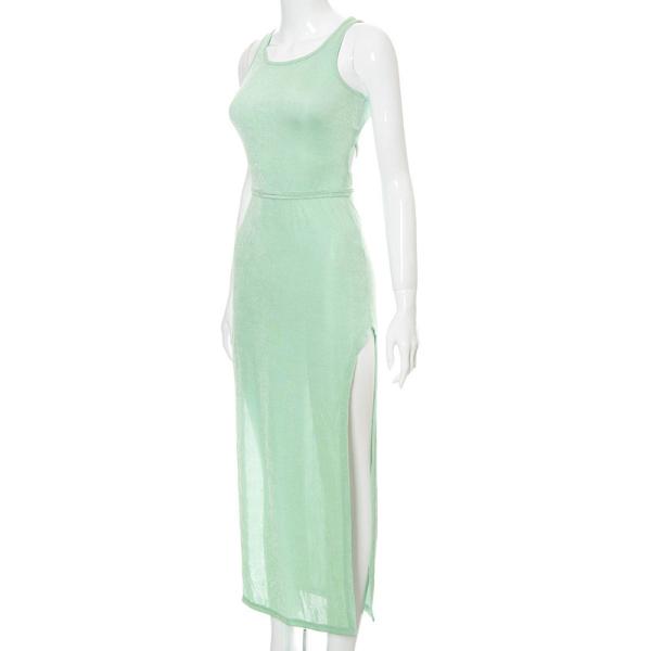 Casual Sleeveless Womens Party Maxi Dresses Lace Up Halter Split