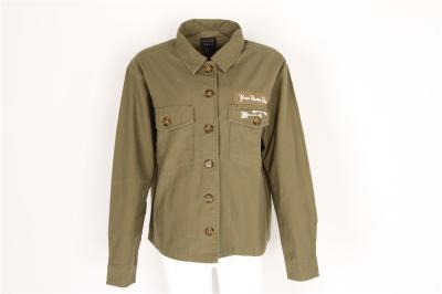 Olive Ladies 100% Cotton Chino Coats And Jackets Clothing Nice Printing