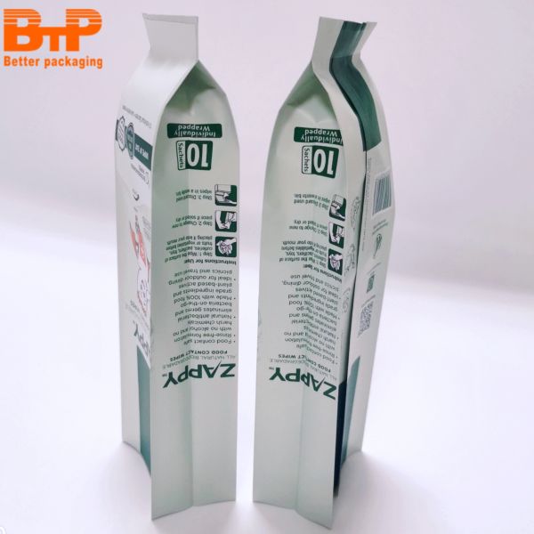 Aluminum Foil Box Pouch Wet Tissue Package Bag Sticker Open Package Re-fresh Hygienic Towelette Pouch
