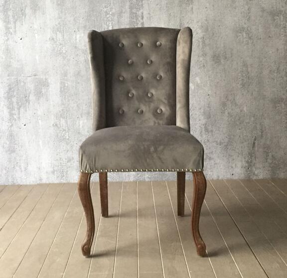 Oak wood Linen fabric upholstery arm chair/wooden dining chair/desk chair