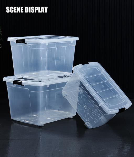Recyclable Bin Household Multifunction Large Stackable Clothes Clear Transparent PP Container Box Plastic Storage Boxes Bins With Lid Wheels