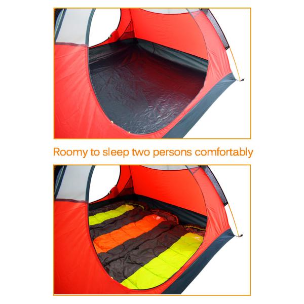 Red Elastic Rope 3 Person 210x120cm Outdoor Camping Tent