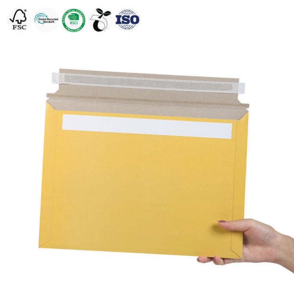 Yellow Rigid Cardboard Envelopes Customized Document Mailing Envelope Lightweight For Express Delivery