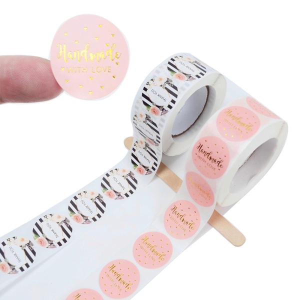 Synthetic Self Adhesive Sticker Paper Roll Lamination Custom Thank You Sticker