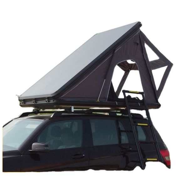 4x4 Outdoor Aluminum Hard Shell Car Rooftop Tent 4-Person Triangle Roof Tent Quick Open Feature Waterproof Top Tent for Camping