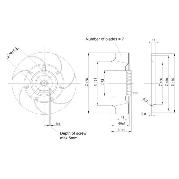 34W промышленный центробежный центробежный вентилятор - мотор ротора DC безщеточный внешний