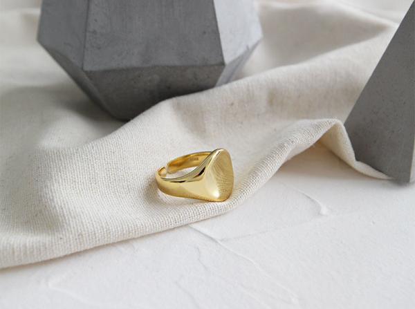 Lanciashow Gold Plated 925 Sterling Silver Jewellery Oval Open Ring For Women Concave Shape