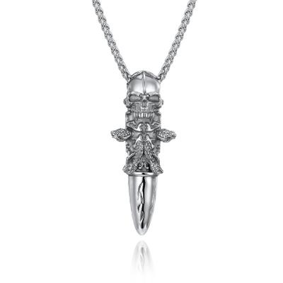 Skull Shape Stainless Steel and Gold Pendants Necklaces for Men Jewelry