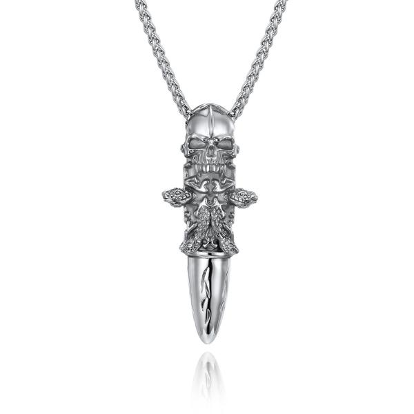 Skull Shape Stainless Steel and Gold Pendants Necklaces for Men Jewelry