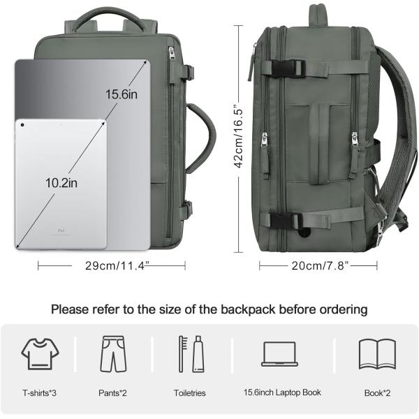 Sac à bagages de transport occasionnel sac de voyage à dos vert olive avec port de recharge USB