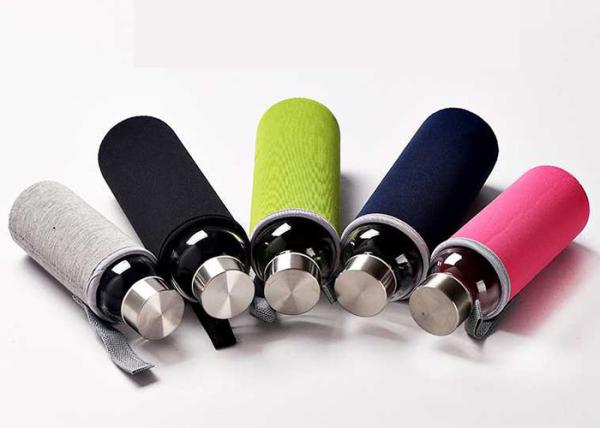 16 Oz Fancy Unbreakable Glass Water Bottle With Stainless Steel Cap