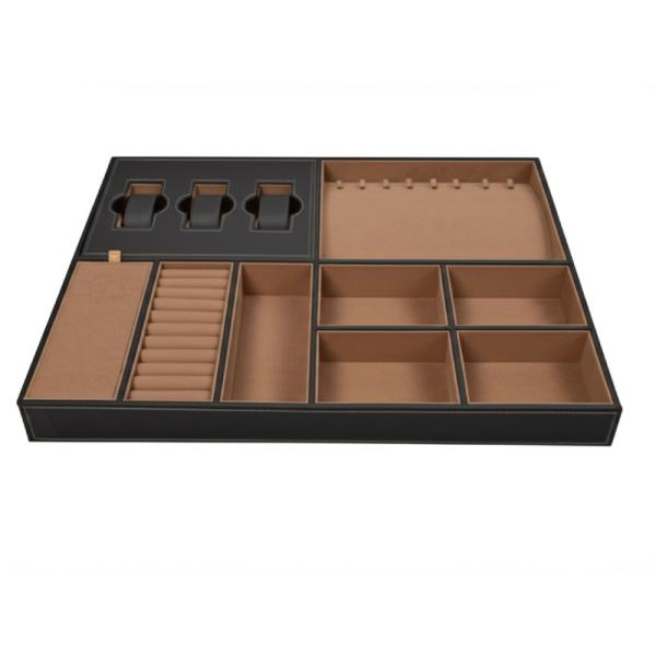 Organizador modular de joyas para cajón Mjmhd YG-H021 para armario - MDF E0, cuero de PVC, hecho a mano, 500x413x55mm