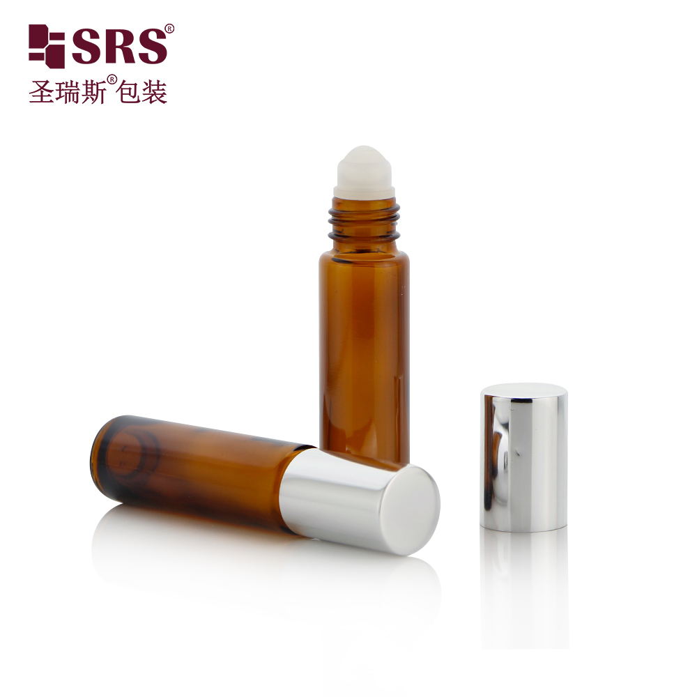 10ml Glass Roller Bottle Amber/ Clear Glass Roll On Bottle Designed with Leak Proof Steel Roller Ball for Essential Oil and Fragrance