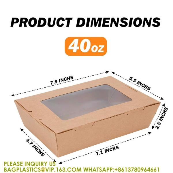 40 Oz Take Out Food Containers (50 Pack) Disposable Kraft Paper Food Container Takeout Box