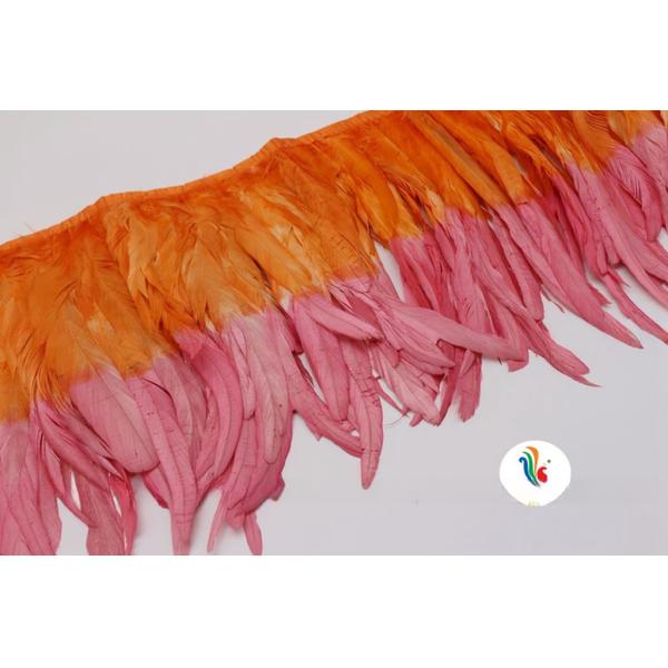 Pattern Bleached Two Tones Color Rooster Coque Feather Fringe Trim for Samba Costumes