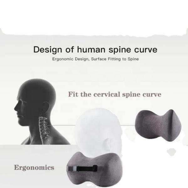 100% Bamboo Fiber Ergonomic Neck Rest Support Headrest Cervical Neck Pillow for Driving