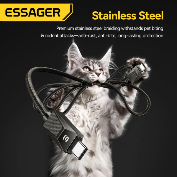 ESSAGER ES-X75 5A PD 240W USB CからCの高速充電データケーブル ラップトップ・タブレット・電話