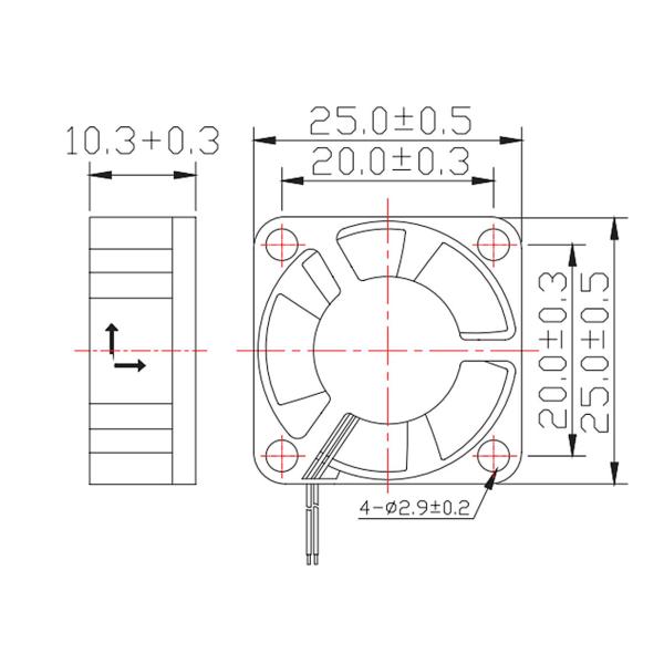 XH2.54 Terminal 24V 25*25*10mm 2510 3D Printer Cooling Fan 24V 2Pin 2.5CM